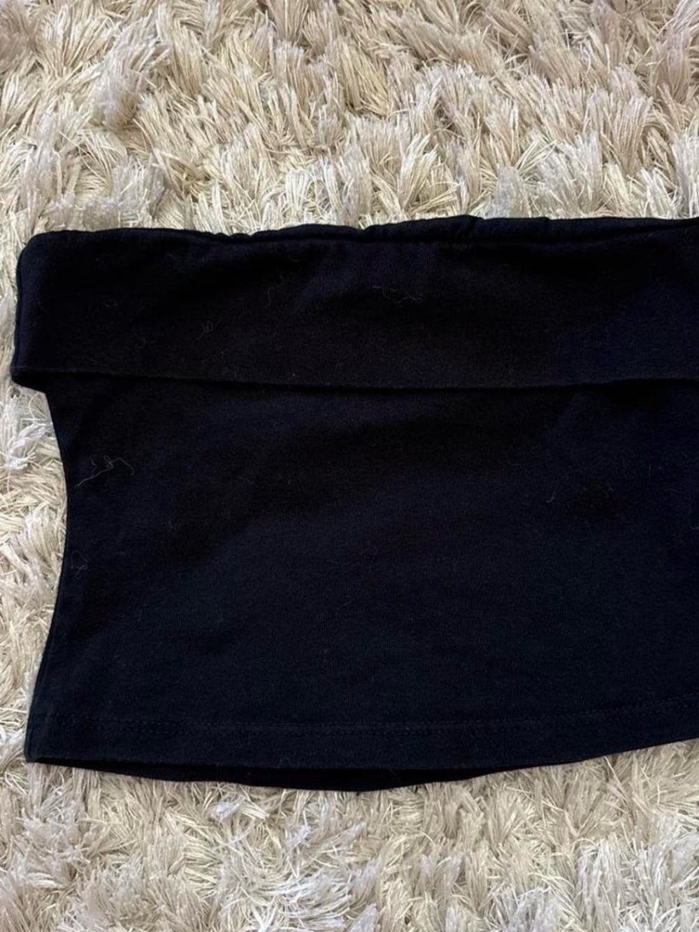 Pull&Bear Black Foldover Tube Crop Top